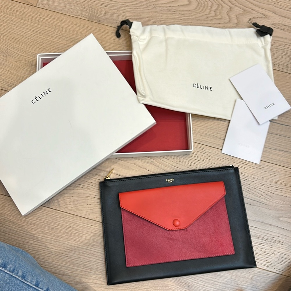 Céline Tricolor Envelope Zip Clutch - Picture 2 of 6